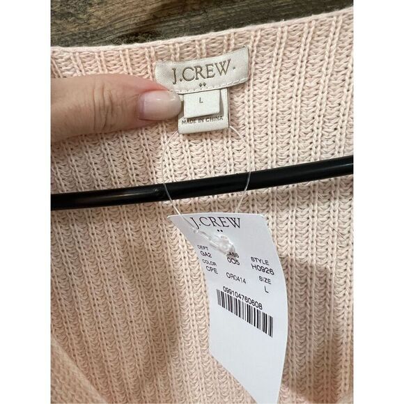 J.Crew NWT Oversized V-neck sweater light pink size L - Picture 3 of 7